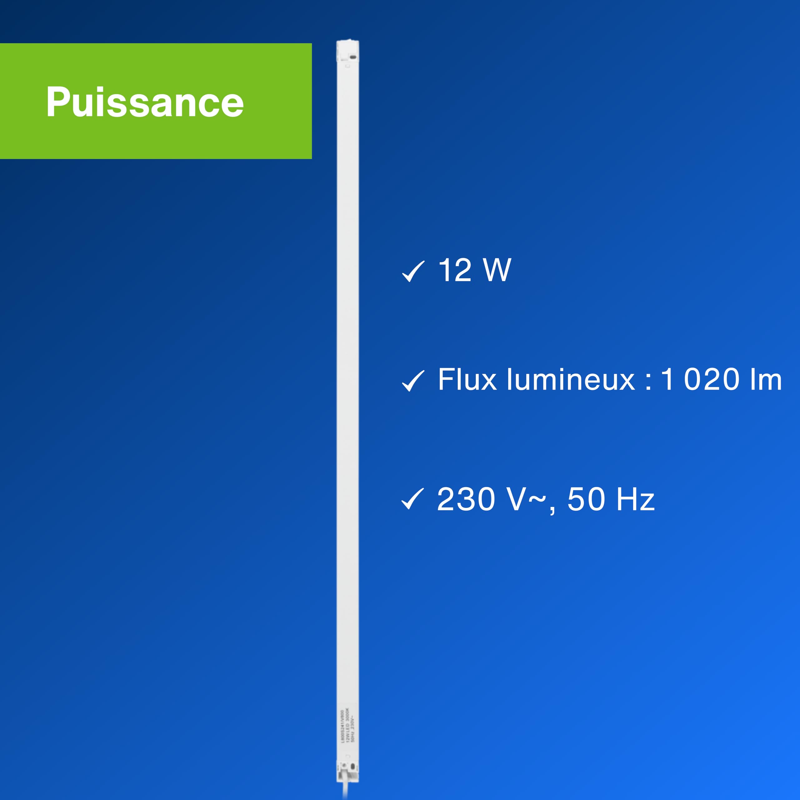 REV Réglette LED sous meuble 80 cm, 12 W, 1020 lm, blanc chaud, avec interrupteur, éclairage cuisine et placard, blanc