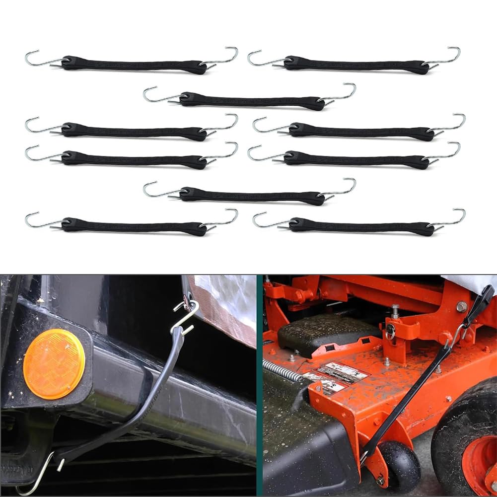 LR061682 Corde elastiche con ganci 9" Cinghie di fissaggio in gomma per teloni da esterno resistenti 10 pezzi Per aziende agricole, camper, veicoli, motociclette, gomma universale nera
