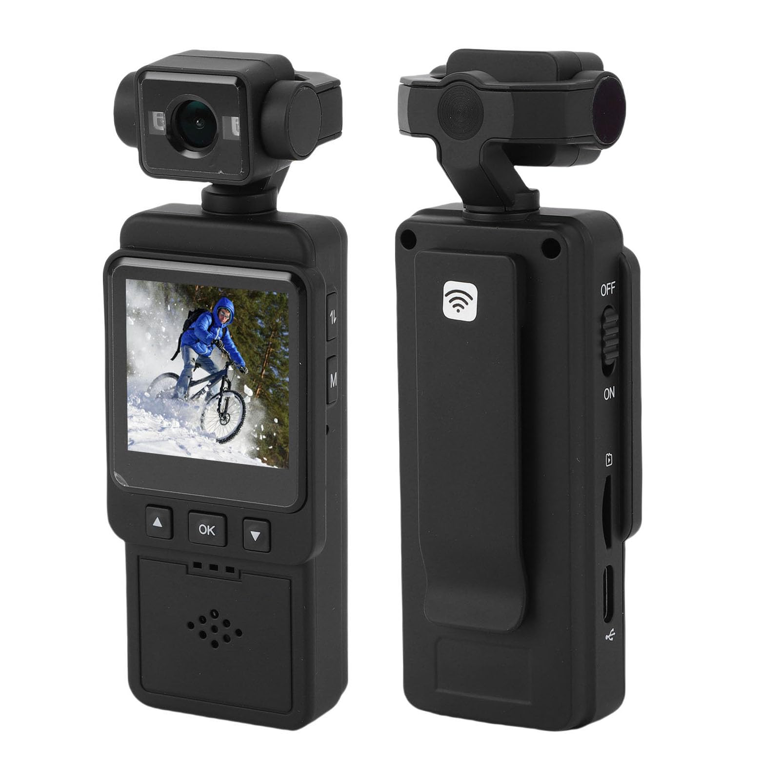 Jectse Cámara de Acción Portátil 4K, Cámara Deportiva WiFi con Giroscopio de 6 Ejes IP65, Lente Gran Angular, Equilibrio de Blancos Ajustable, para Viajes en Bicicleta y Actividades Al