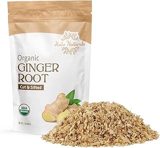 Halo Naturals Organic Ginger Root Cut & Sifted, 1 Pound (Zingiber offici...