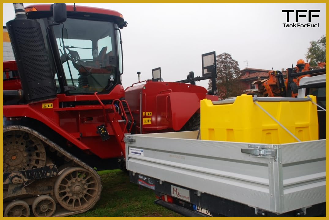 TFF Réservoir Diesel Portable, 440 Litres avec Pompe à Carburant 12V DC débit 40 l/min. Pompe à Diesel avec Câble Connexion Batterie et Tuyau Flexible 4 m avec Pistolet de Ravitaillement Automatique