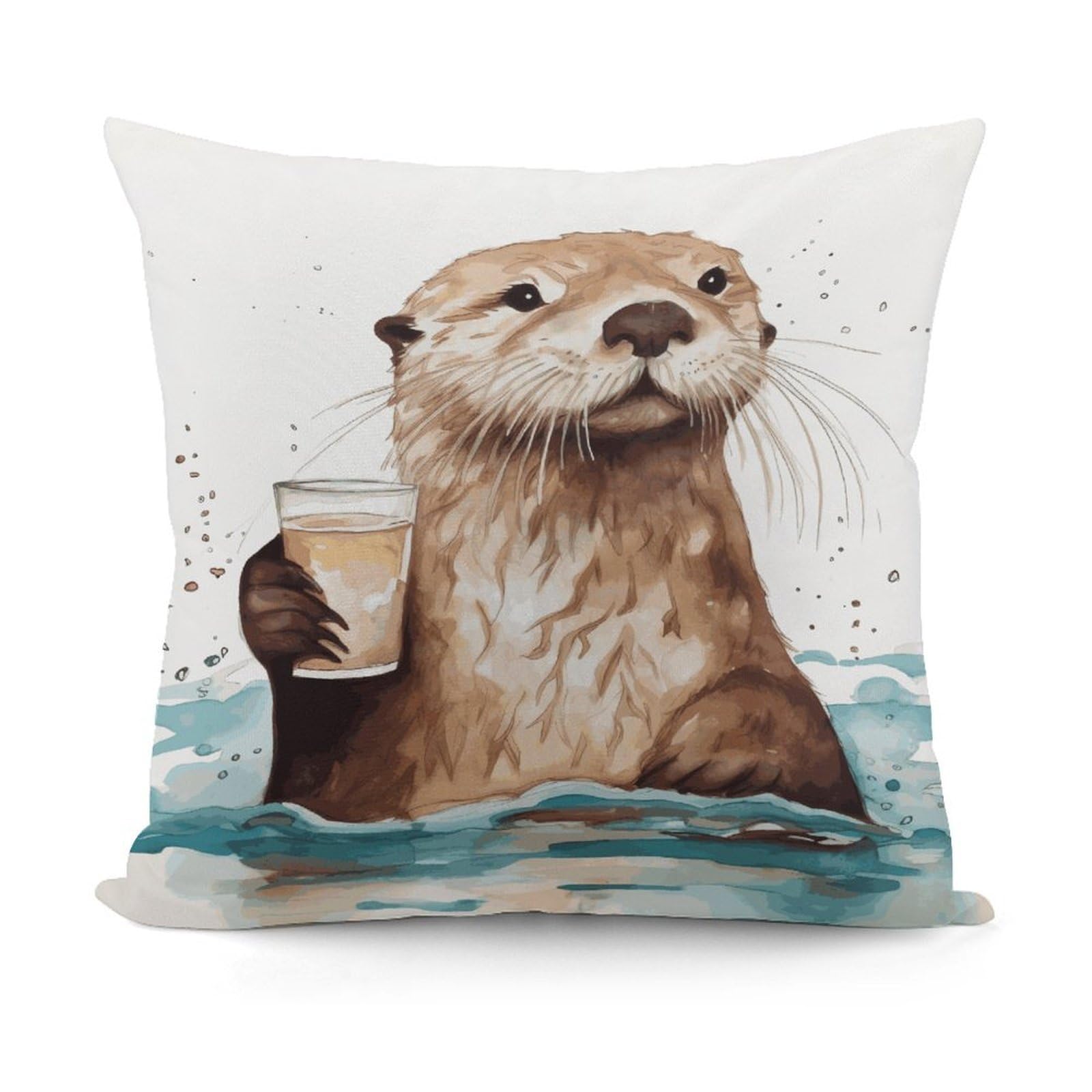 Adfgyerh Style Sea Otter Decorative Pillow Covers, Throw Pillow Covers Soft For All Seasons, Pillowcases For Couch Living Room Sofa Bedroom 18X18 Inch