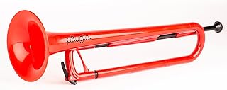 pInstrument pBugle Plastic Kids Musical Instrument - Valve-Free Starter Bugle with Gentle, Toy-Like Sound - Best for Learning Brass Basics - Detachable 7C Mouthpiece - Lightweight Durable ABS - Red