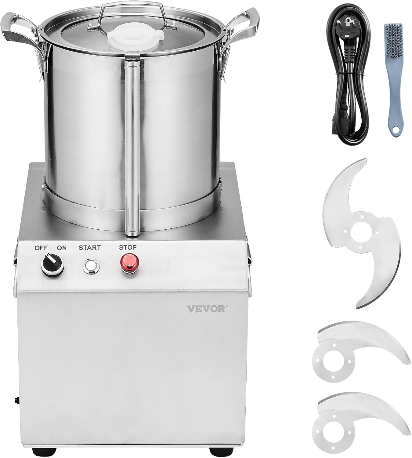 vevor food processor & vegetable chopper, 10.6 quart food-grade stainless steel food processor chopper with 2 extra s-curve blades, idea for chopping vegetables, fruit, grains, nuts