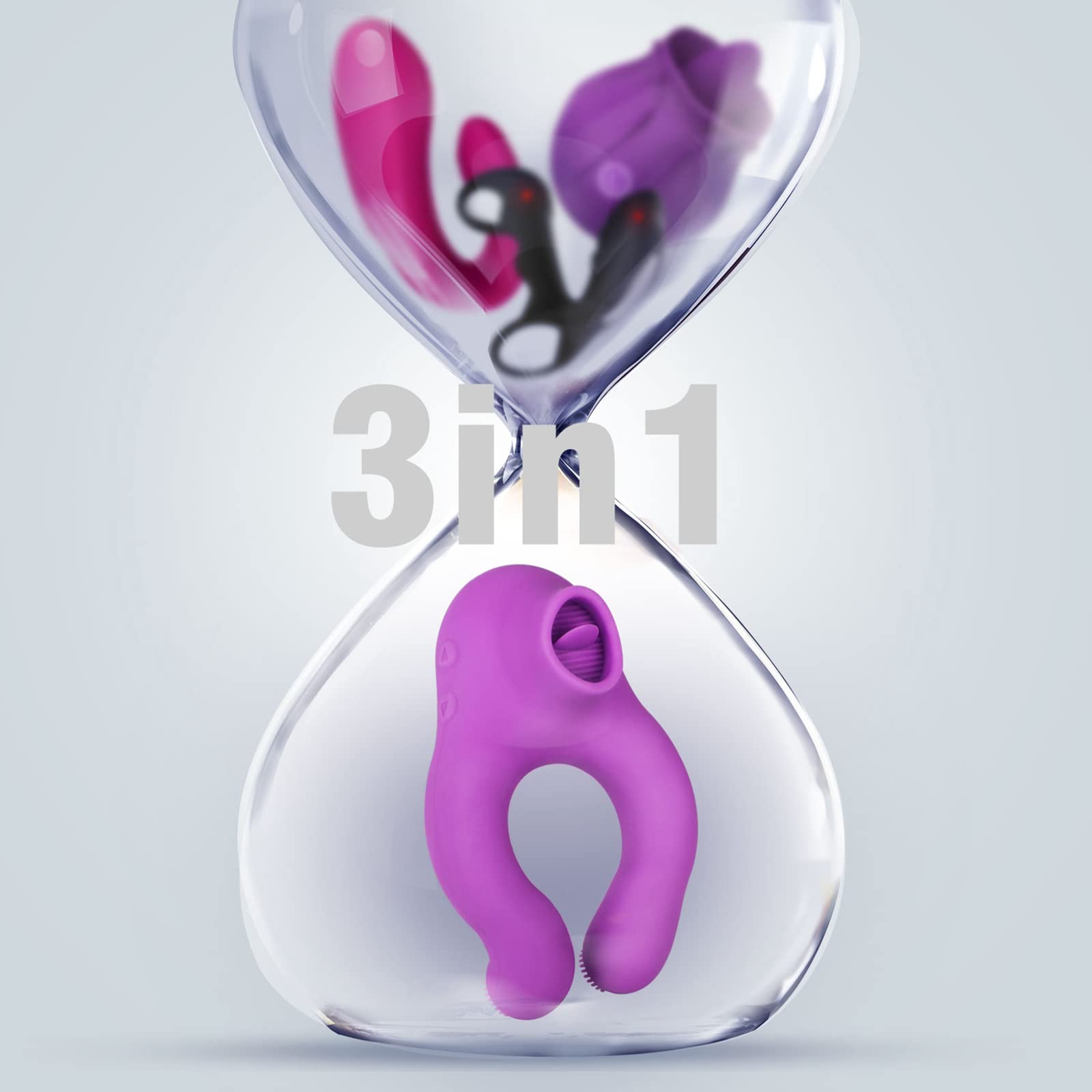 Juguetes sexuales para parejas y hombres con 3 motores - vibrador de anillo de pene con 7 modos de vibración y modos de lamer la lengua, vibradores sexuales de silicona para el clítoris