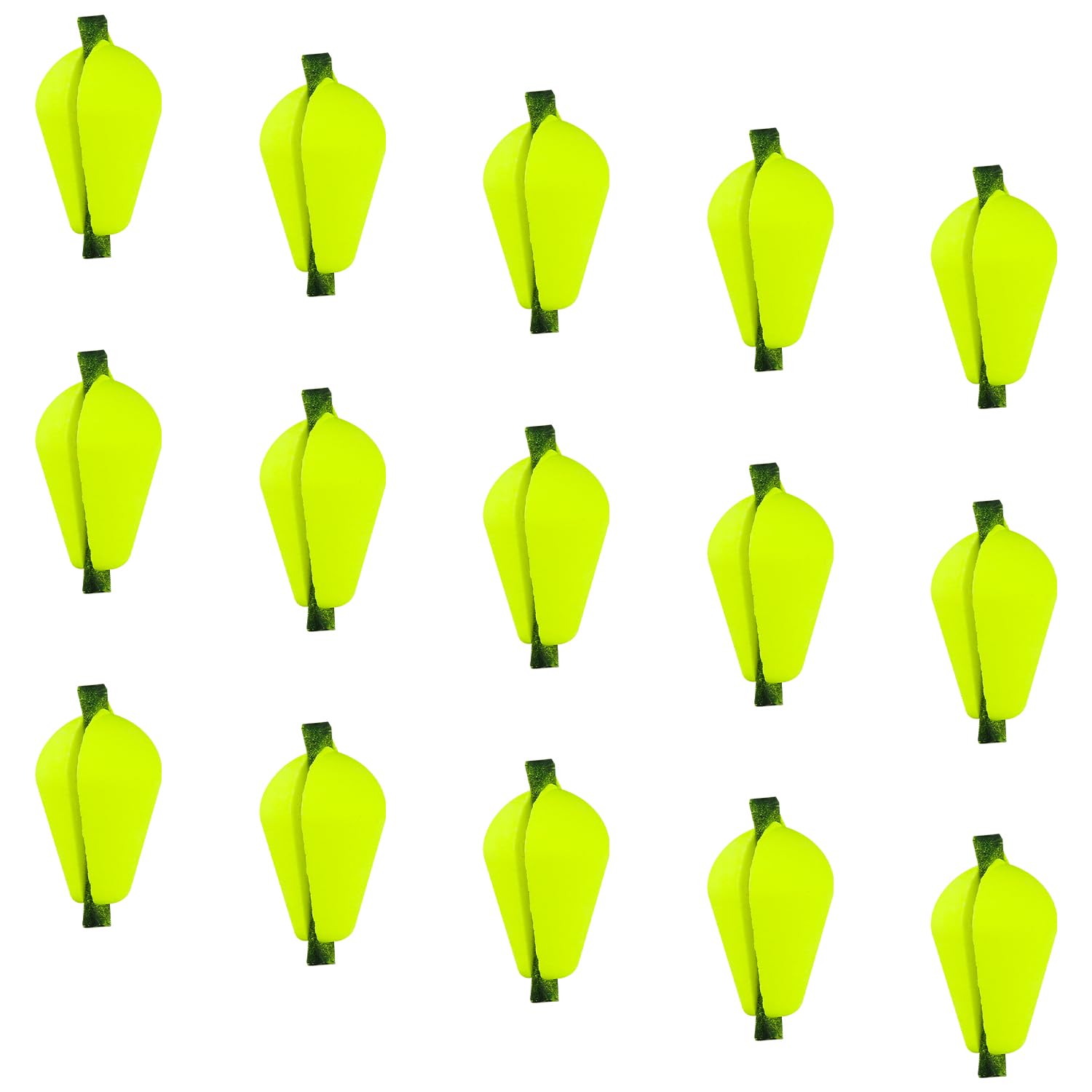 Hopzab 15PCS Teardrop Foam Fishing Floats, Bright Fluorescent Yellow Strike Indicators for Outdoor River Sea Angling, Stable Reliable Buoyancy