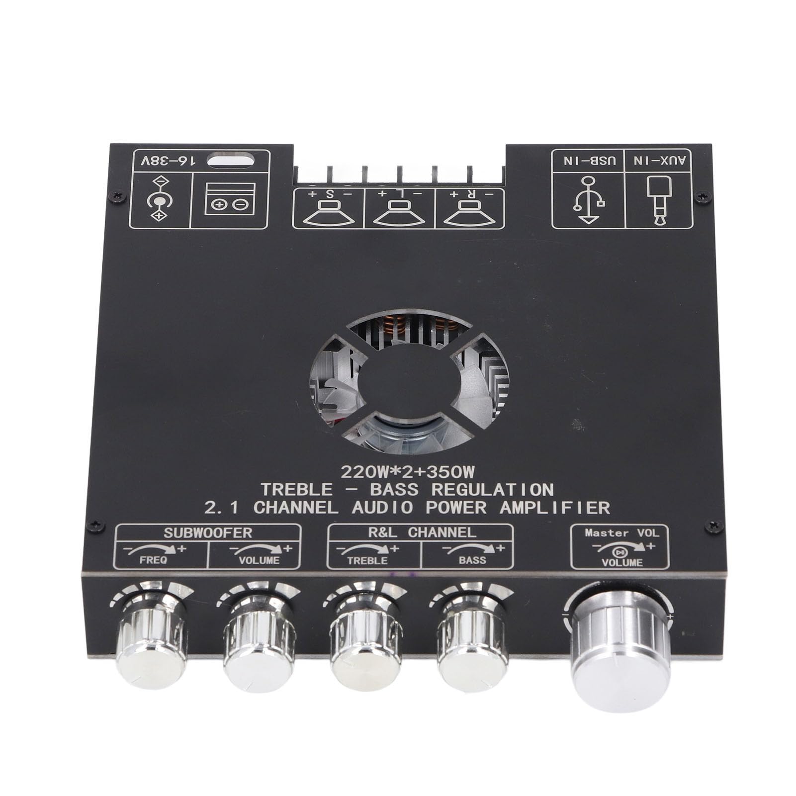 Jiawu Modulo Amplificatore di Potenza, Scheda Amplificatore Bluetooth 5.1 a 2.1 con Ingressi Multipli TPA3255, Subwoofer con Controllo a Manopola e Protezione da Surriscaldamento per Sistemi Audio