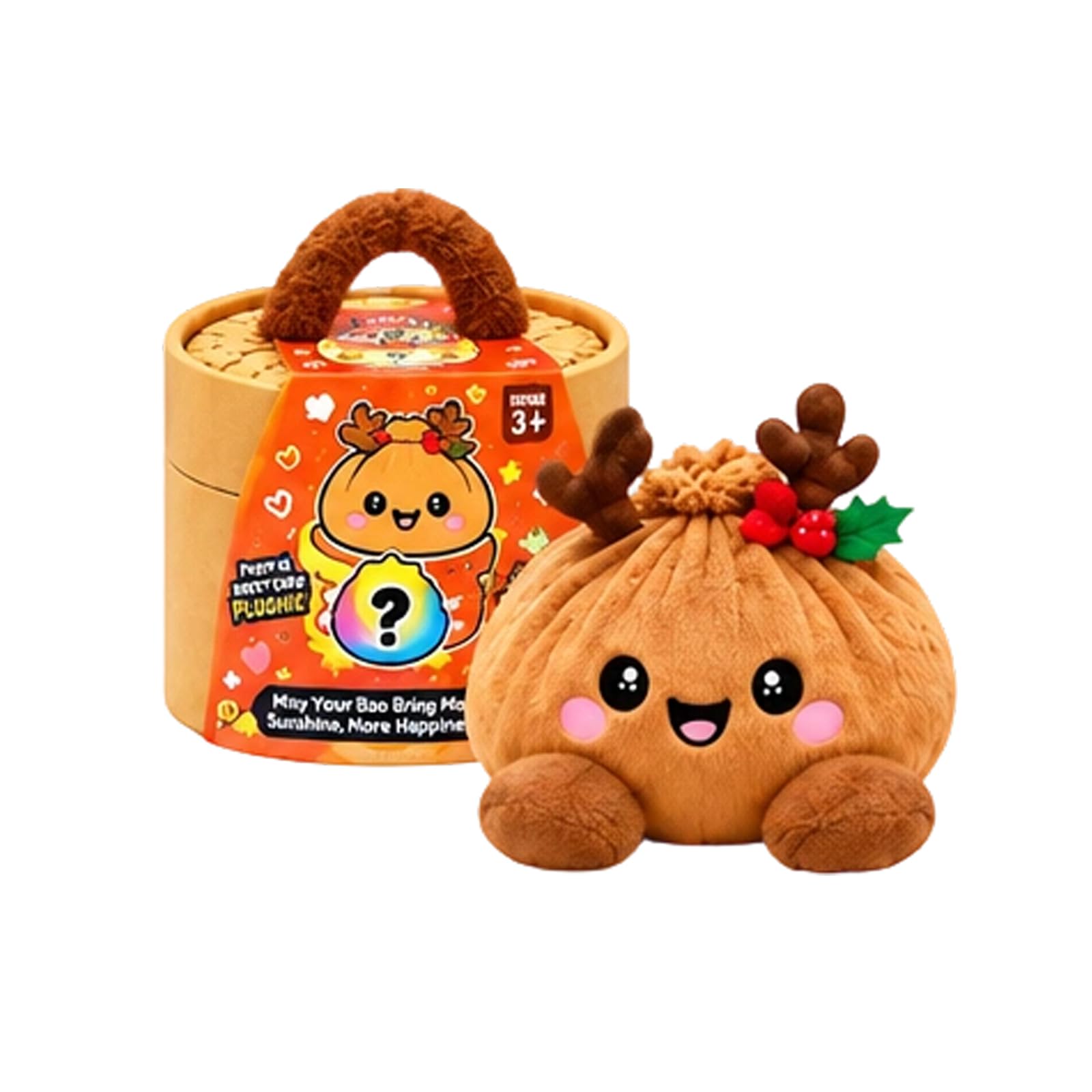 Christmas Plush Dumpling Mystery Squishy Bao Bun with Steamer Blind，H