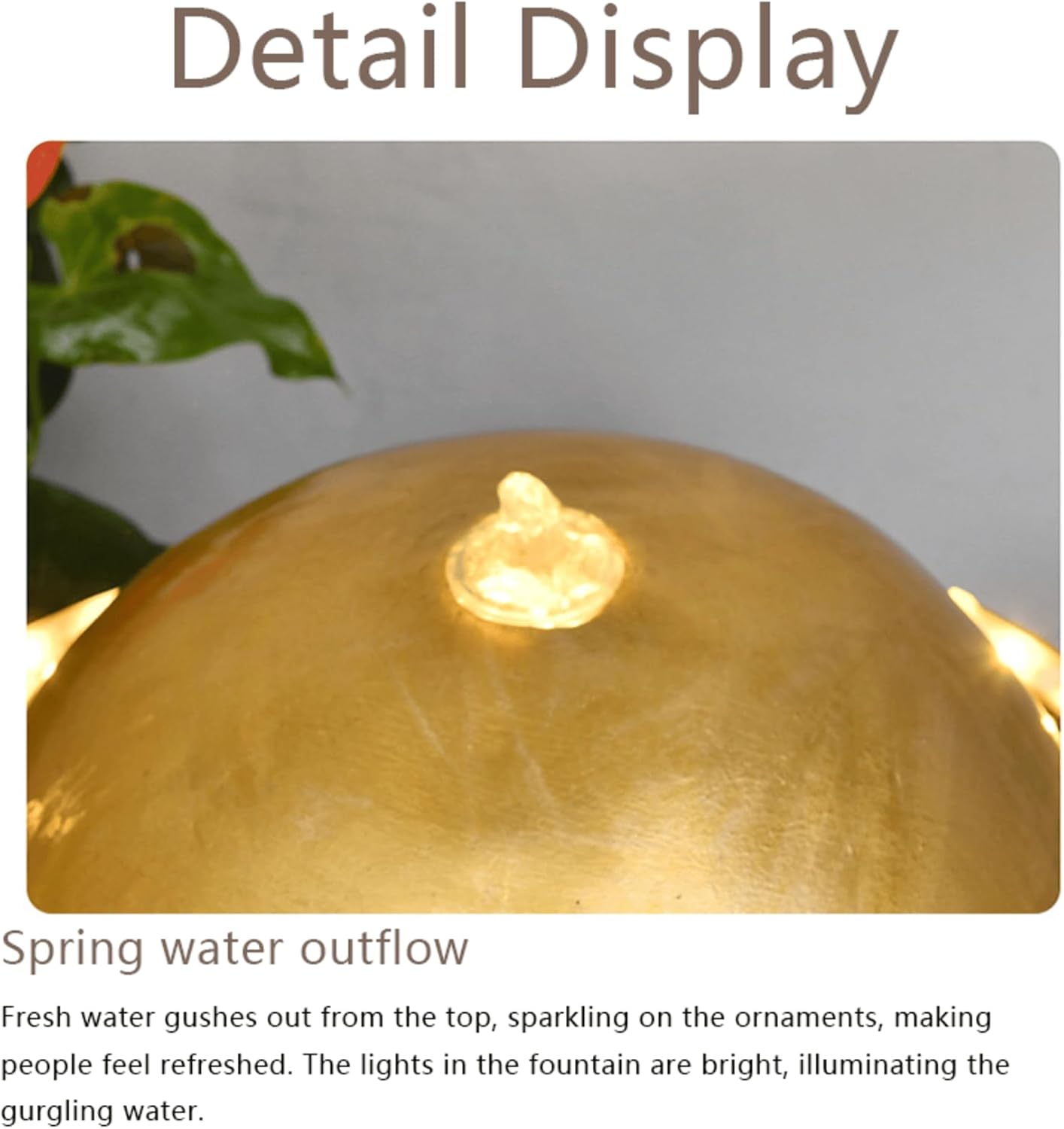Modern Gold-Accented Indoor Water Fountains with LED Lighting – Unique Egg-Shaped Decor for Home, Office, Housewarming Gift (Small)