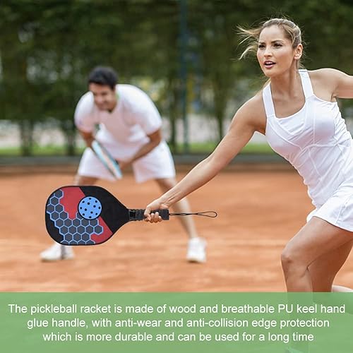 Miniatura 5 de Juego de 2 palas profesionales de pickleball para pickleball, agarre antideslizante que absorbe el sudor, con 4 pelotas de pepinillo, 1 bolsa de