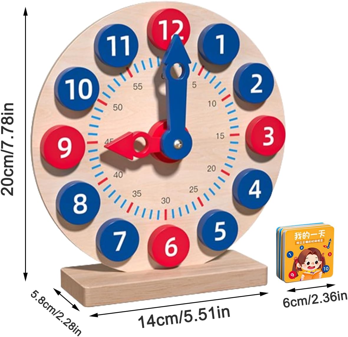 Kids Educational Watches - Wooden Analog Clock | Wooden Time Telling Clock with 18 Activity Cards, Analog Practice for Kids, Perfect Home School