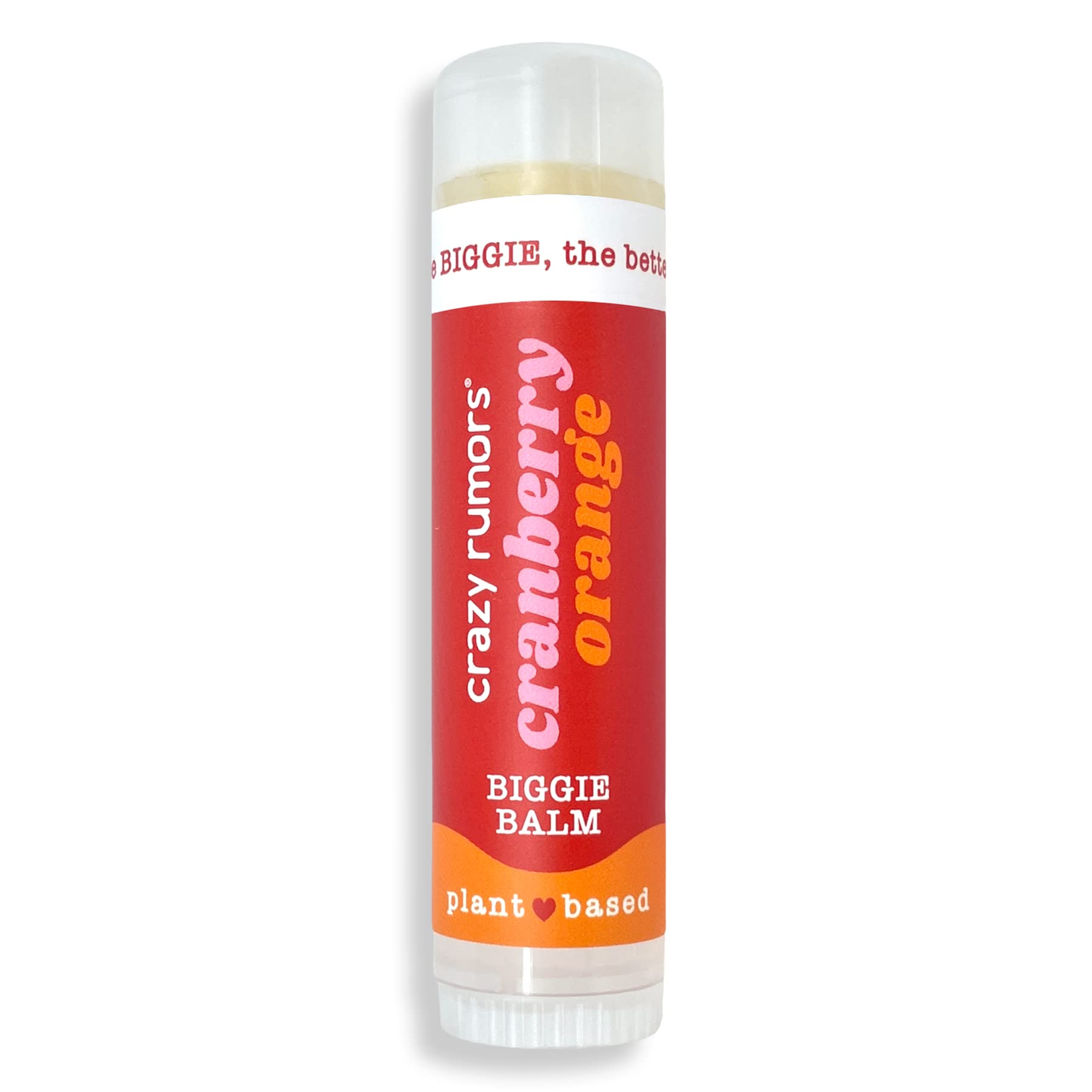 Crazy RumorsBiggie Cranberry Orange Flavored All Natural, Plant Based Lip Balm to Moisturize and Nourish your Lips - Cranberry Orange tube 0.6 oz (4x Larger than standard 0.15 oz lip balm)