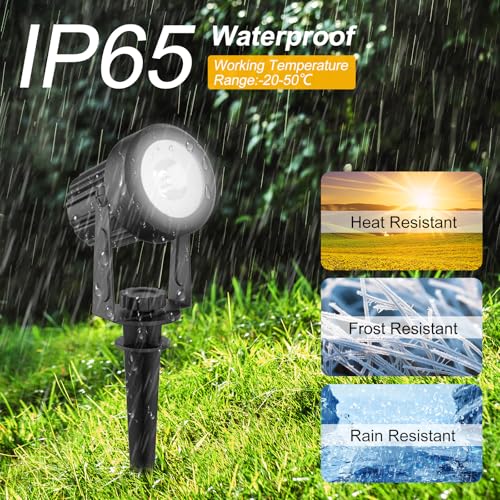 T-SUNUS Christmas Solar Garden Spotlight Outdoor 6-in-1 White Landscape Spot Lights IP65 Waterproof Separated Panel Dusk to Dawn 6000K Spotlights for Tree Yard Driveway Pathway Porch Walkway Halloween by T-SUNUS - Image 4
