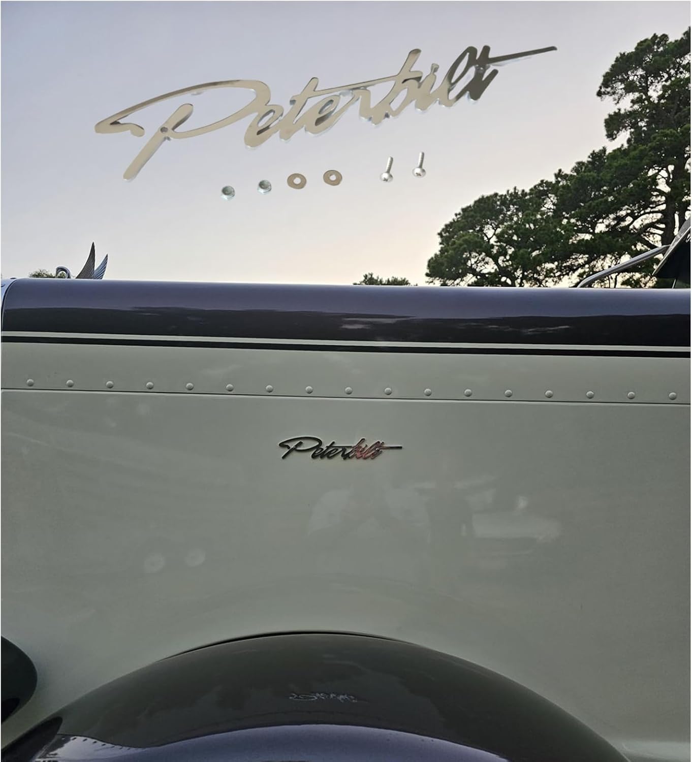 Made In USA Peterbilt Logo Name Emblem Plate Custom CNC Aluminum 6061 Accessory Grille Fender Gloss Black Letters Ed4f8864 953a 476d Bb52 5c771b543ddb.048ba4a82cb337d5f07f57295327d014