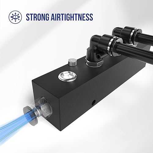 Miniatura 3 de 1/4" colector de compresor de aire en línea NPT, divisor de manguera de línea 3 vías 5 puertos Colector neumático bloque de distribución de aire con