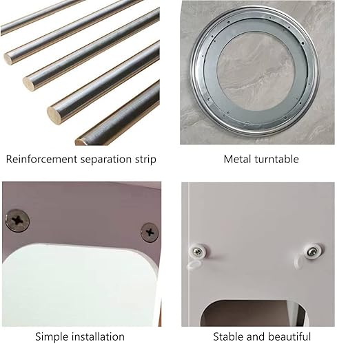 Miniatura 7 de Estantería cuadrada de rotación de 360 grados estantería de madera blanca de 6 niveles estante de almacenamiento para sala de estar dormitorio