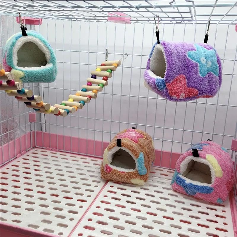 Juguete for hámster, 2 Piezas, Suave y cómodo, Jaula de Felpa, Hamaca Colgante, Nido, Cama for Dormir, Nido cálido 03 S,Juguetes para hámster(01 M)