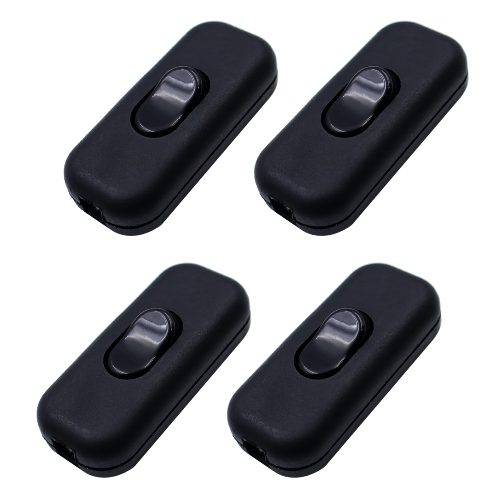 4 Pcs Torpedo Inline Switch 250V 6A Small Light Switch Bipolar for 2 or 3 Core Cable for Desk Lamp (Black)