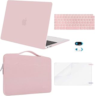 MOSISO Compatible with MacBook Air 13 inch Case 2022 2021 2020 2019 2018 Release A2337 M1 A2179 A1932 Retina Display, Plastic Hard Shell&Bag&Keyboard Skin&Webcam Cover&Screen Protector, Rose Quartz