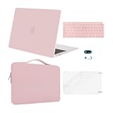 Compatible with MacBook Air 13 inch Case M1 Chip 2021 2020 2019 2018 Release A2337 A2179 A1932 Retina Display&comma; Plastic Hard Shell Case&Bag&Keyboard Skin&Webcam Cover&Screen Film&comma; Rose Quartz