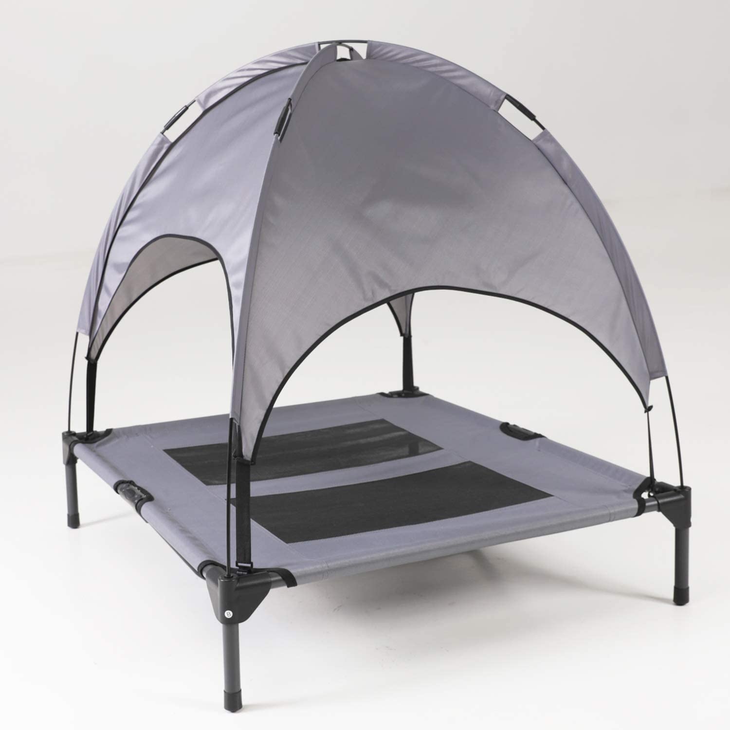 PawfectPals Portable Cooling Waterproof Elevated Heavy Duty Camping Pet Bed and Cot with Detachable Shade for Indoor and Outdoor use (Large)