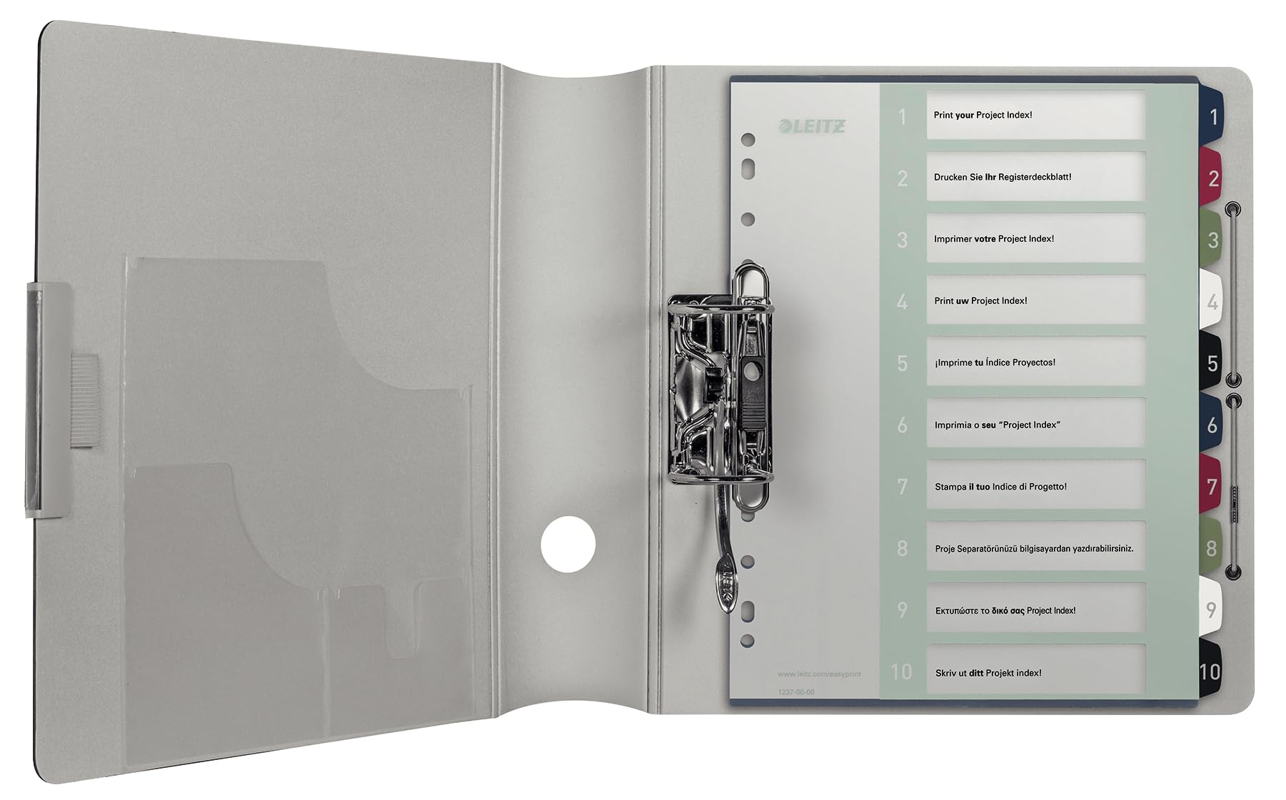 Leitz 12370000 - Separadores para A4, 10 unidades, portada para escribir en PC y 10 separadores, con números del 1 al 10, ancho grande, blanco/multicolor, polipropileno, estilo, 12370000
