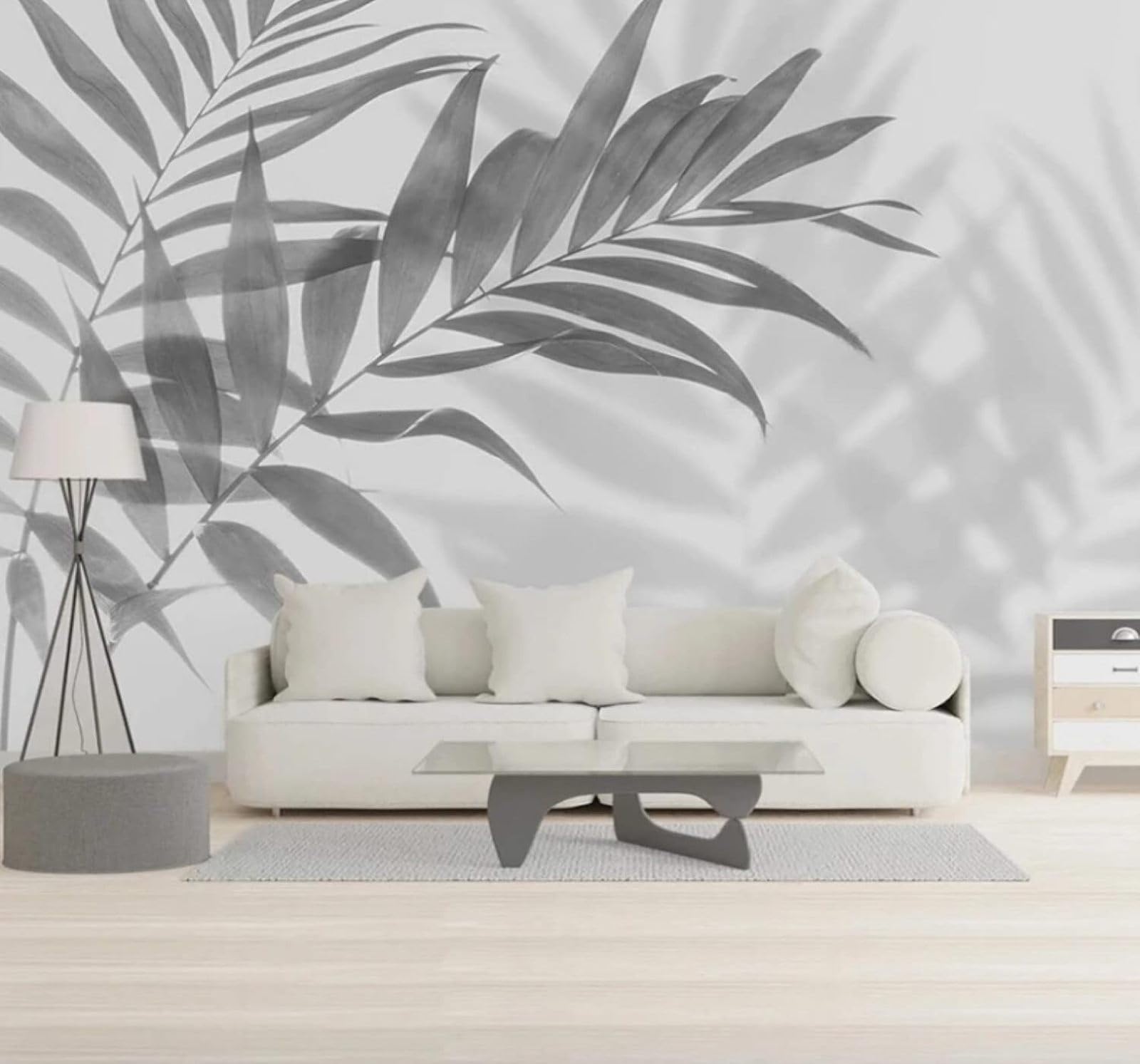 XLMING Minimalist Grey Plants Leaves Art 3D Wallpaper Luxury Silk Study Dining Feature Sofa Grey Bedroom Living Room Tv Decorative Wall-400cm×280cm