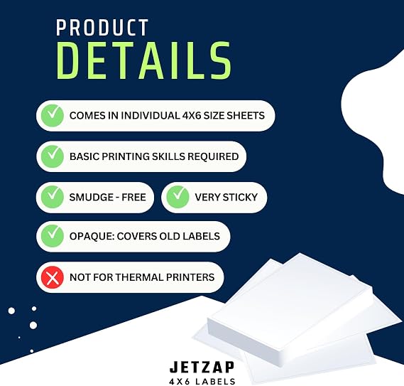 JETZAP Pre-Cut 4x6 Shipping Labels | Work on Most Inkjet and Laser Printers | Just Load & Print | USPS UPS FedEx for Home Printers | 300 Pack