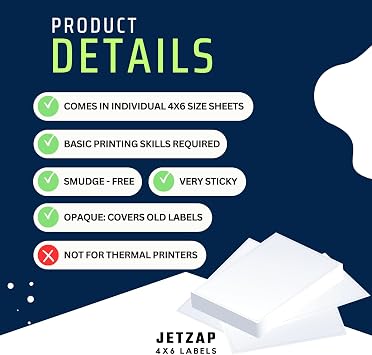 JETZAP Pre-Cut 4x6 Shipping Labels | Work on Most Inkjet and Laser Printers | Just Load & Print | USPS UPS FedEx for Home Printers | 300 Pack
