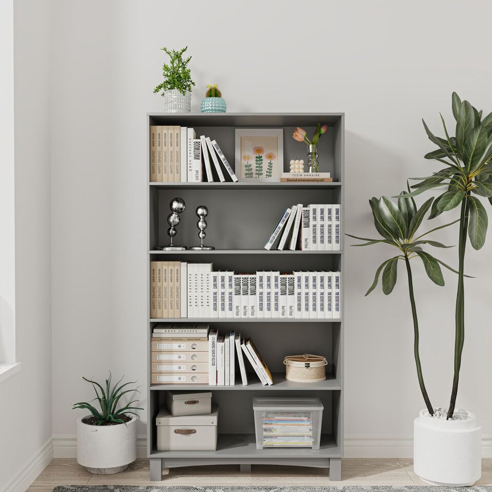URBNLIVING 5/6 Tier Wooden Shelf Bookcase Shelving Unit for Storage and Display, Ideal for Home or Office Organization, Stylish & Durable Wooden Stand with Multiple Shelves for Books, Décor — image 1