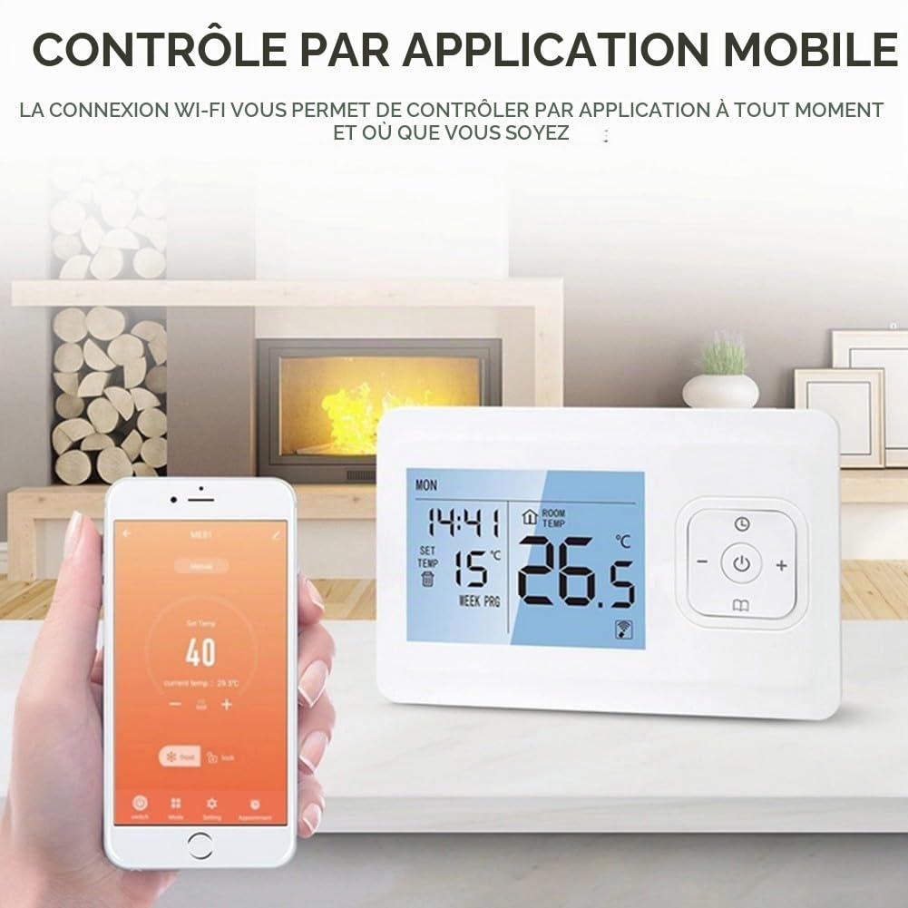 SPORTARC Thermostat Intelligent WiFi programmable pour la Maison, télécommande Tuya/Smart Life, sans Fil WiFi téléphone App contrôle Thermostat programmable de pièce