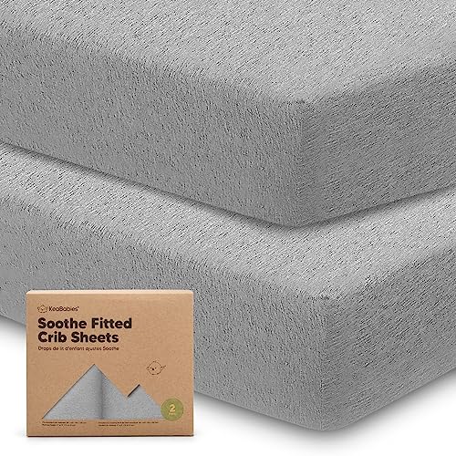 Image of KeaBabies 2-Pack Organic Crib Sheets for Boys, Girls, Jersey Fitted Crib Sheet, Baby Crib Sheets Neutral, Cotton Breathable Crib Sheet, Cute Printed Crib Mattress Sheet, Baby Mattress Sheets (Storm)