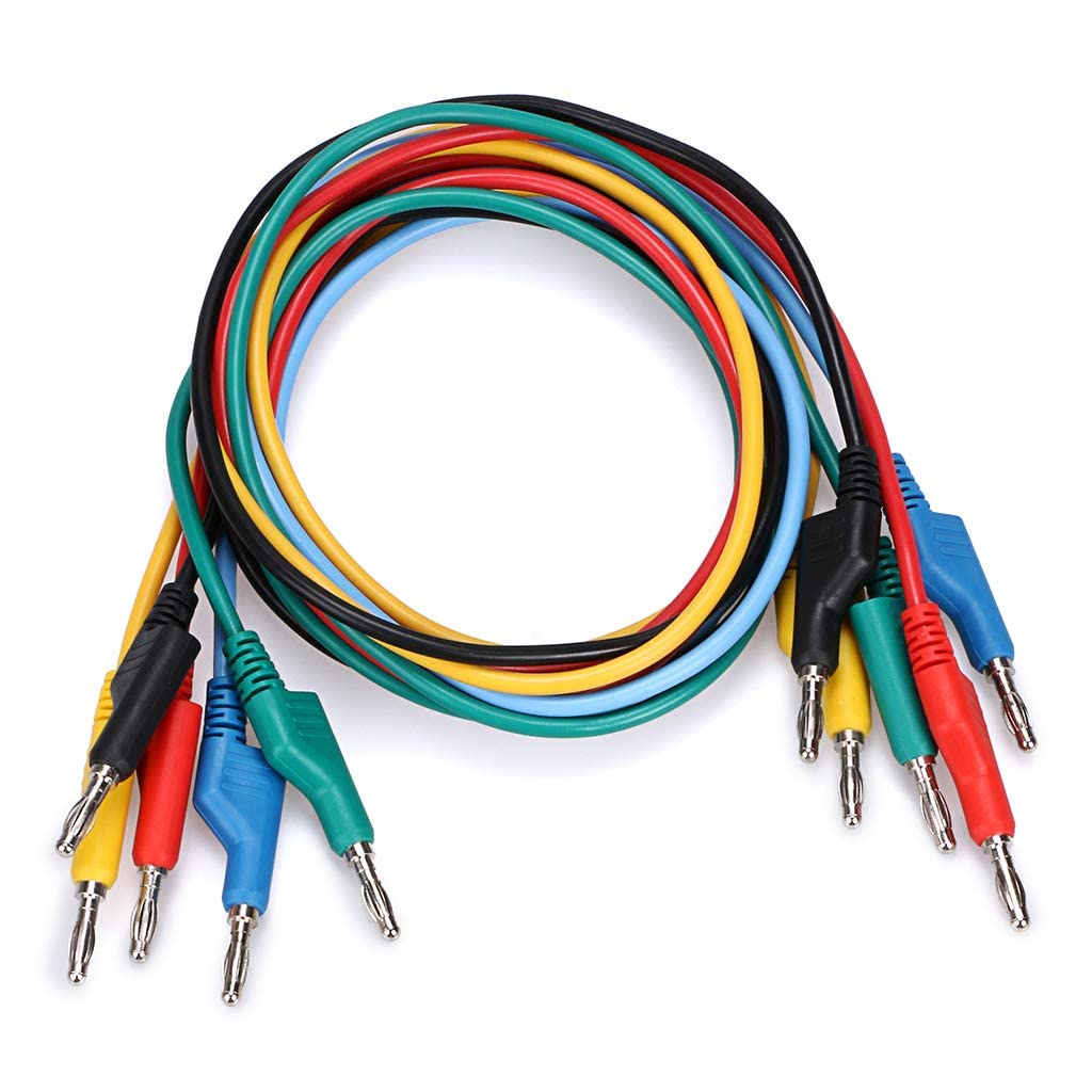 Gebildet 5-częściowy Zestaw Przewodów Pomiarowych Bananowo-Bananowych, 4mm, Wtyczka Bananowa, Kabel Kontrolny do Multimetru, Elektryczny Kabel Kontrolny 1000V/15A (pięć kolorów)