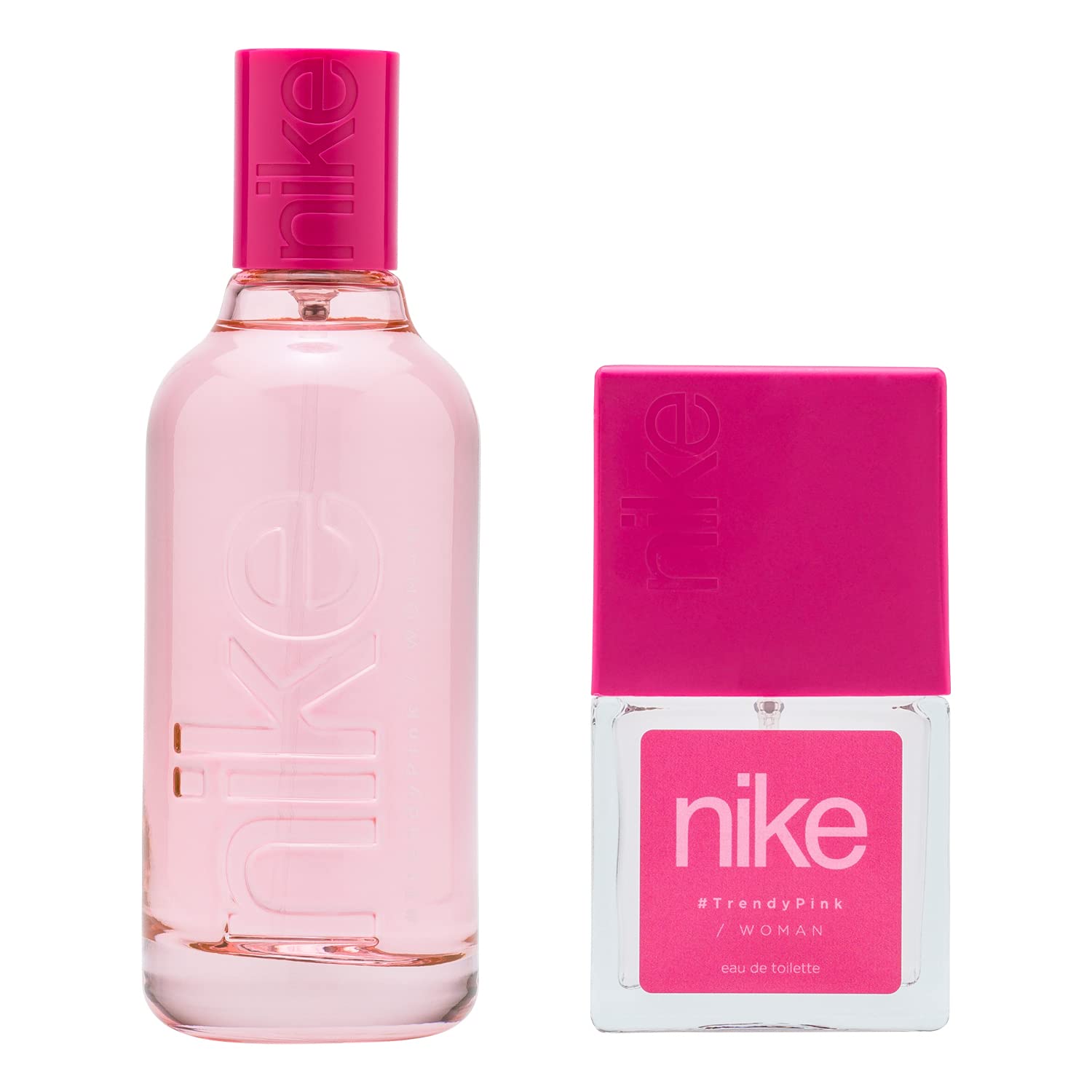 NIKE - Trendy Pink, Colonia Mujer, Promoción 100 ml + 30 ml, Pack 2 Productos, Perfume Formato Spray, Eau de Toilette Natural y Femenina, Aroma Floral, Fragancia Fresca, Juvenil y de Larga Duración