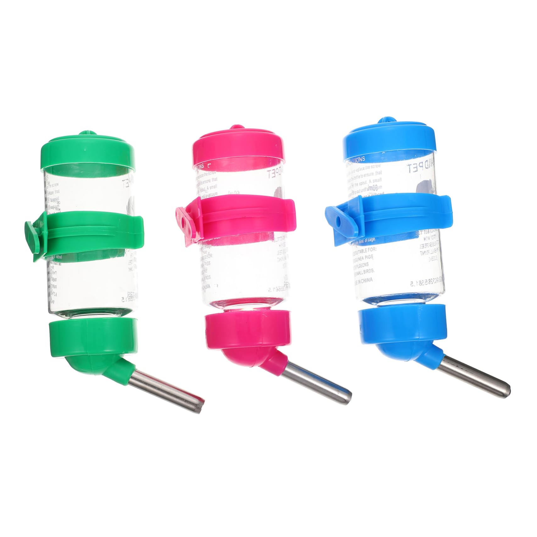 GRIRIW Convenient Pet Water Bottle Set 3pcs Hamster Chinchilla Waterers Auto Feeder for Small Animals