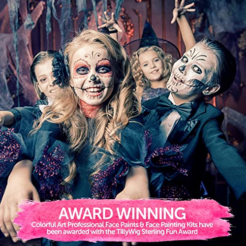 Colorful Art Co. Face Paint Kit For Kids - Pack Of 16 Water-Based Paints With 3 Painting Brushes And 30 Stencils - Palette For Cosplay, Sfx, Party & Holiday Makeup﻿ #TOP6