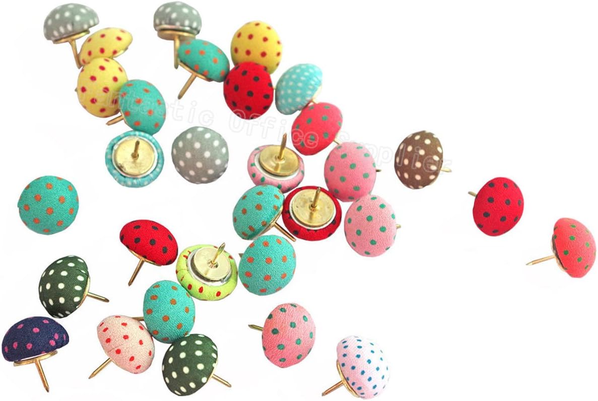 Funny creative store 30 PCS Polka Dot Push Pins,Colorful Thumb Tacks Cute Pushpins, Round Head Drawing Pins/Decorative Wall Tacks for Cork Board, Bulletin Board Borders Corkboard, Photo Wall