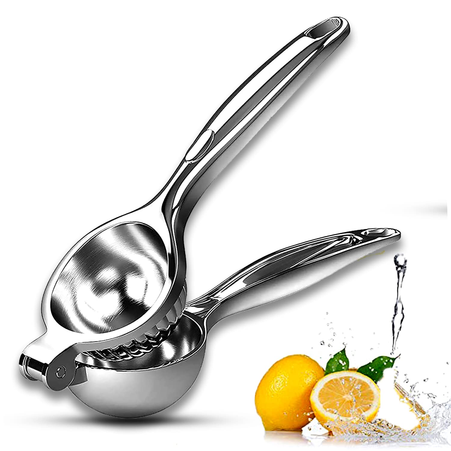 ECASA™ Lemon Squeezer, Stainless Steel lemon Squeezer Hand Manual with Squeezer Bowl and Food Grade Silicone Handles, Premium Quality Lime Lemon Squeezer, Manual Citrus Press Juicer Heavy Duty