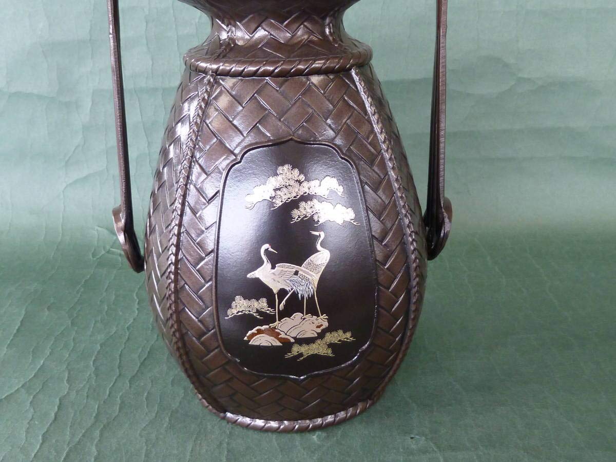 Amazon.co.jp: 花瓶 網代双鶴 双鶴模様と花模様 高さ37cm 亜鉛合金