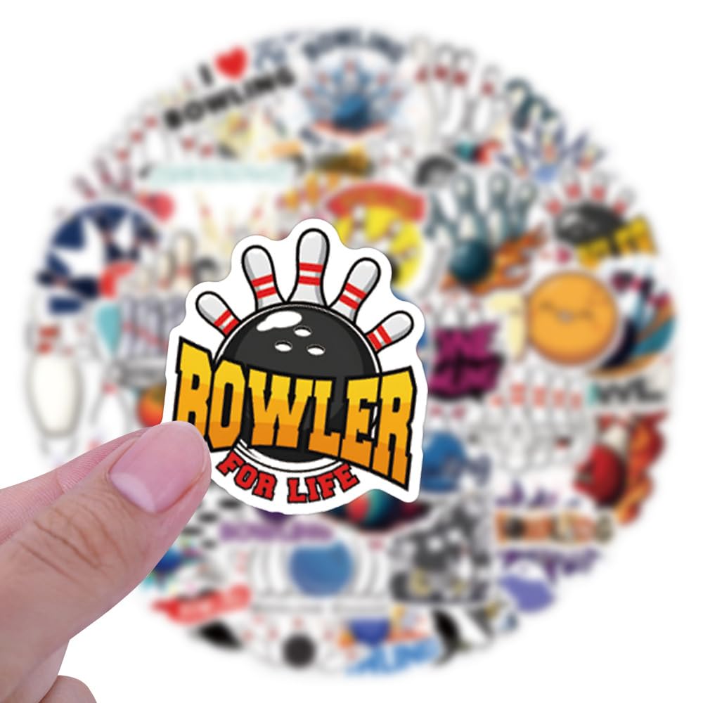 Bowling Stickers Pack, 55PCS Vinyl Waterproof Accessories & Gifts for Girls & Boys, Helmet Decals for Water Bottles,Bowling Sticker for Luggage, Teaching Incentives, Gifts for Kids, Teens and Adults
