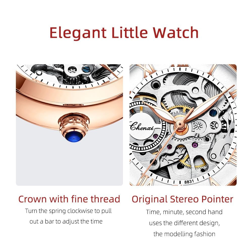 MASTOP Famale - Reloj de Pulsera automático de Zafiro para Mujer, diseño Steampunk, Color Dorado