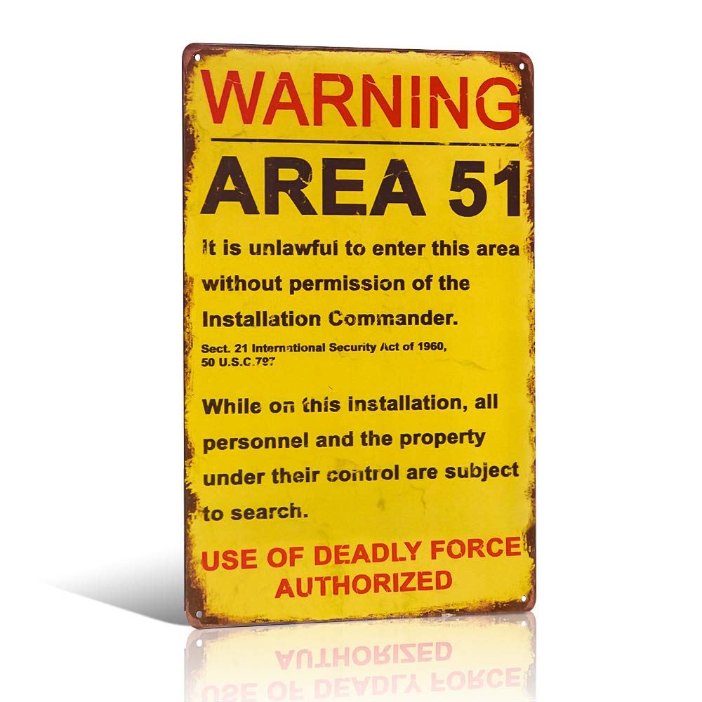 不适用 Vintage retro style Area 51 warning funny metal sign tin wall door plaque
