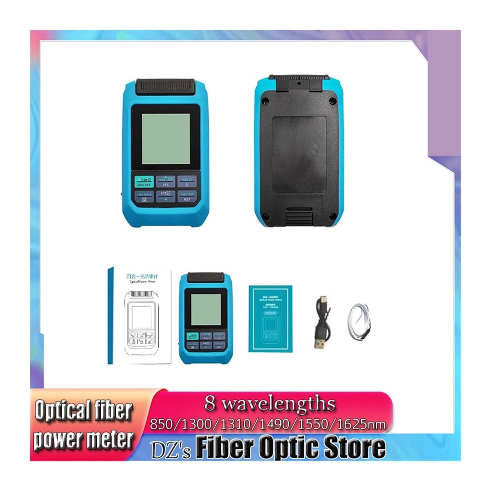 Testeur de Fibre Optique Mini Compteur De Puissance Fiber Optique Multifonction 4 en 1, 10MV, -50 ~ + 30dBm, Localisateur Visuel Défauts-70 À + 10dBm, Test Câble Réseau | A