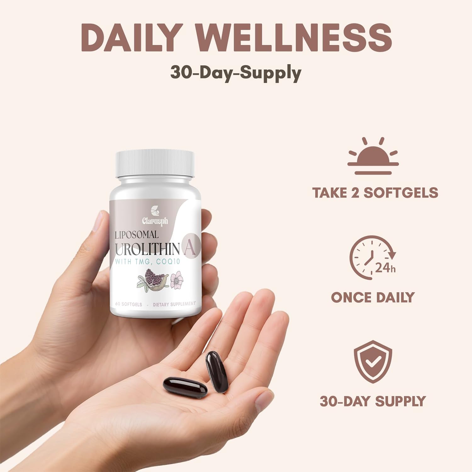 Urolithin A Supplement - Liposomal Urolithin A 1500mg for Muscle Strength, Stamina & Focus - High Absorption, 60 Softgels (Pack of 1) - Image 7