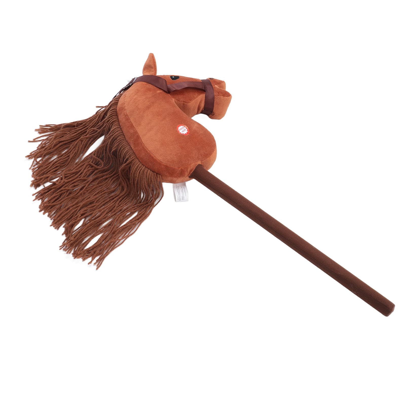 Ghzste 70cm Height Plush Horse Stick Toy Cute Expression 2 Sound Effect Outdoor Stuffed Stick Horse (Deep Brown)