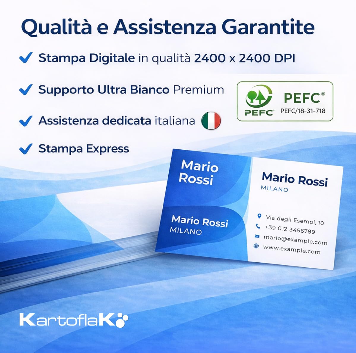 Biglietti da Visita Personalizzati 85x55 mm Stampa Fronte Retro Logo QR Code Carta Opaca Premium 250 Pezzi