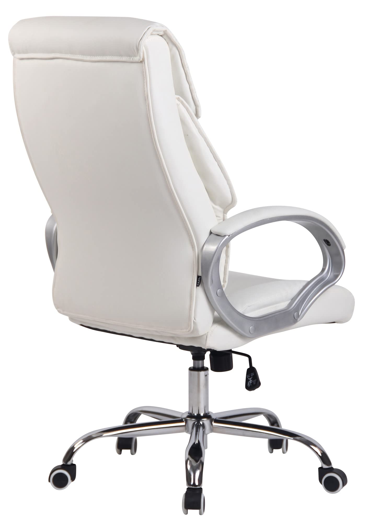 CLP Fauteuil De Bureau Torro en Similicuir I Chaise De Bureau A roulettes I Accoudoirs I Hauteur Réglable I Pivotante I Piètement Métal Couleur:Blanc
