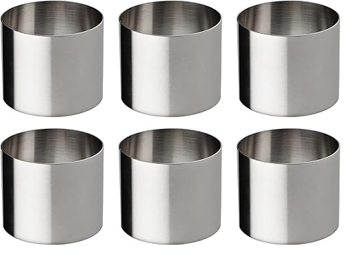 Anillos para tartas, 6 paquetes de 2.4 x 2 pulgadas, de acero inoxidable, antiadherentes, moldes de anillo redondo, moldes de mousse para postre,