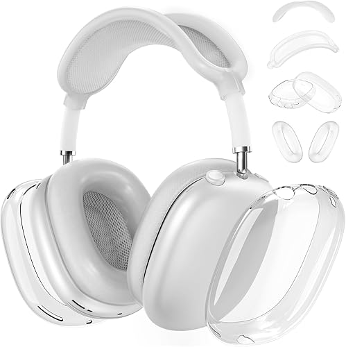 Miniatura 37 de [4 en 1] Funda de silicona para AirPods Max, funda transparente de TPU suave para los oídos, funda para almohadilla para los oídos, funda para la