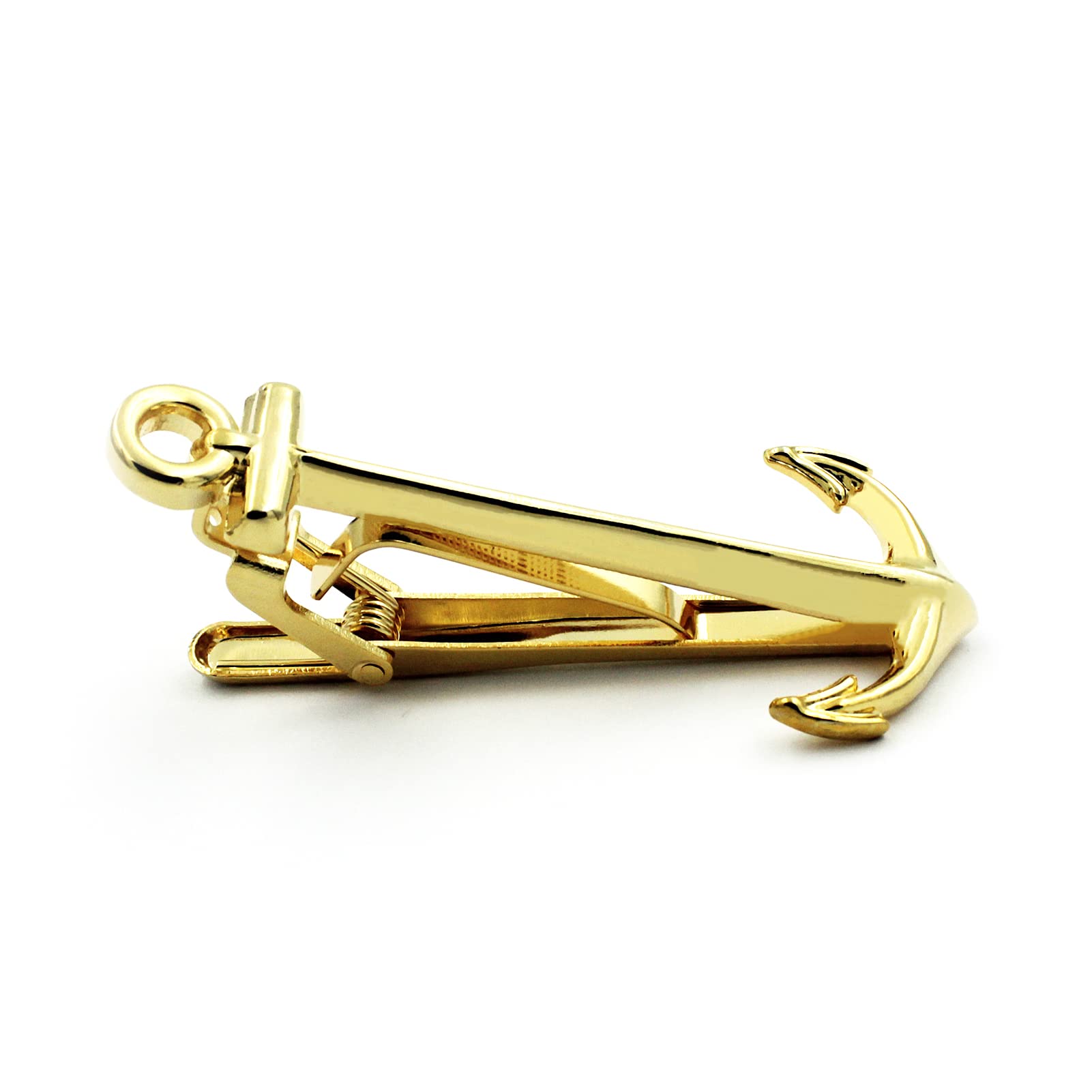 Sailing Boat Yacht Anchor Shirt Gold Tie Clip and Cufflinks Set